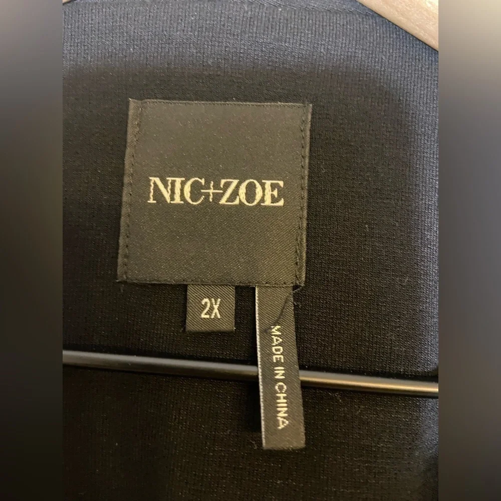 Nic + Zoe Half Zip Cardigan Sweater Womens 2X Black Long Sleeve Viscose